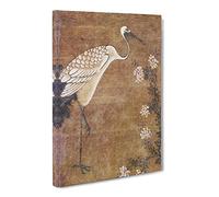 Stork By Tang Yin Asian Japanese Canvas Wall Art Print Ready to Hang, Framed Picture for Living Room Bedroom Home Office Décor, 30x20 Inch (76x50 cm)
