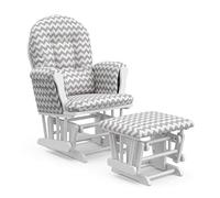 Stork Craft Custom Hoop Glider and Ottoman, White/Gray Chevron
