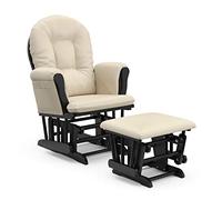 Stork Craft Hoop Glider and Ottoman Set, Black/Beige