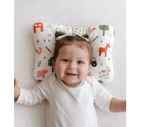 Stork Drop - Flat Head Baby Pillow | Prevents & Corrects Plagiocephaly | Breathable 3D Air Mesh | Soft Organic Cotton | Completely Washable | Newborn Head Shaping | Farmyard Animals