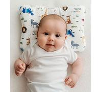 Stork Drop - Flat Head Baby Pillow | Prevents & Corrects Plagiocephaly | Breathable 3D Air Mesh | Soft Organic Cotton | Completely Washable | Newborn Head Shaping | Safari Animals