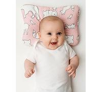 Stork Drop - Flat Head Baby Pillow | Prevents & Corrects Plagiocephaly | Breathable 3D Air Mesh | Soft Organic Cotton | Completely Washable | Newborn Head Support | Pink Pillow