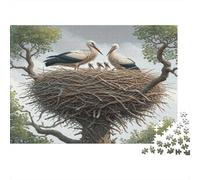 Stork Family Nest Jigsaw Puzzles 1000Pc Recycled Paper for Adults Puzzle for Adults Educational Game Decompression Fun Home Activity Great Gift Idea for Gift Giving 52x38cm/1000pcs