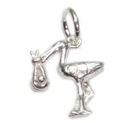 Stork holding a baby sterling silver charm .925 x 1 storks babies charms
