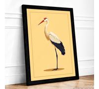 Stork in Profile Botanical Framed Wall Art Print A2 (59.4×42cm) Black, Wall Decor for Living Room, Bedroom, Office & Home, Ready to Hang, Art Gift