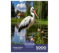 Stork Lake Scenery 1000 Piece Jigsaw Puzzle Jigsaw Puzzle for Adults Relaxing Family Fun Focused 52x38cm/1000pcs