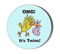 Stork OMG It's Twins Baby 10 x 56mm Vinyl Stickers Pack of 10