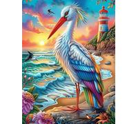 Stork on A Tropical Beach 500 Piece Jigsaw Puzzle for Adults Wildlife Pet Jigsaw Essential Parent Activity Family Game Vibrant Fun Ideal 500 PCS