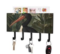 Stork On Black Key Holder Wall Mounted Key Rack Organizer with 5 Hooks