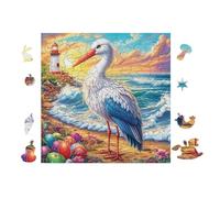 Stork with Gifts 100 Piece Complete DIY Jigsaw Puzzle Collectors Mind Relaxation Educational Decorative Puzzle Gifts for Adults Wooden Cardboard 28x28cm