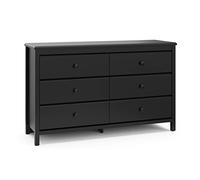 Storkcraft Alpine 6 Drawer Double Dresser (Black) - GREENGUARD Gold Certified, Dresser For Nursery, 6 Drawer Dresser, Kids Dresser, Nursery Dresser Drawer Organizer, Chest of Drawers