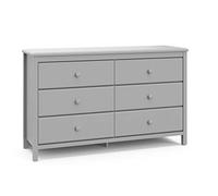 Storkcraft Alpine 6 Drawer Double Dresser (Pebble Gray) - GREENGUARD Gold Certified, Dresser For Nursery, 6 Drawer Dresser, Kids Dresser, Nursery Dresser Drawer Organizer, Chest of Drawers
