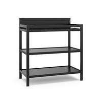 Storkcraft Alpine Changing Table (Black) - Includes Water Resistant Changing Pad with Safety Strap, 2 Open Shelves for Storage