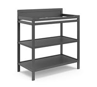 Storkcraft Alpine Changing Table (Gray) - Includes Water Resistant Changing Pad with Safety Strap, 2 Open Shelves for Storage