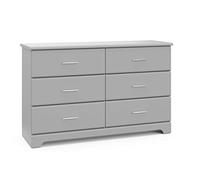 Stork Craft Storkcraft Brookside 6 Drawer Dresser, Kids Bedroom Dresser with 6 Drawers, Wood & Composite Construction, Ideal for Nursery Toddlers Room Kids Room, Pebble Gray