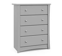 Storkcraft Crescent 4 Drawer Chest (Pebble Gray) - GREENGUARD Gold Certified, Easy-to-Match Chest of Drawers for Nursery and Kids Bedroom, Dresser Organizer for Children’s Bedroom