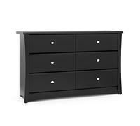 Storkcraft Crescent 6 Drawer Bedroom Dresser (Black) - GREENGUARD Gold Certified, Nursery Dresser for Kids Bedroom