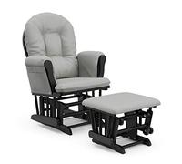 StorkCraft Hoop Glider and Ottoman Cushions, Black with Light Gray