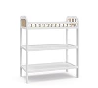 Storkcraft Pasadena Waterproof Changing Mat (White with Driftwood), GREENGUARD Gold Certified, Includes Waterproof Changing Pad with Safety Strap, 2 Shelves