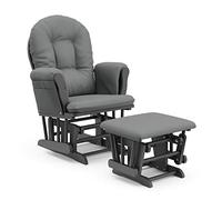 Storkcraft Premium Hoop Glider & Ottoman (Gray/Gray) - GREENGUARD Gold Certified Nursery Glider, Solid Wood Craftsmanship, Smooth-Gliding Nursery Chair and Ottoman, Award-Winning