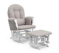 Storkcraft Premium Hoop Glider & Ottoman (White/Taupe Swirl) - GREENGUARD Gold Certified Nursery Glider, Solid Wood Craftsmanship, Smooth-Gliding Nursery Chair and Ottoman, Award-Winning