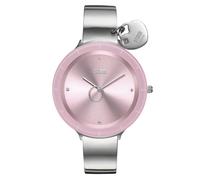 STORM Liana Pink Women's Watch with Oversized Edge to Edge dial, Heart Charm, Crystal Number Markers and Rotating Ring Second Hand on a Polished Band