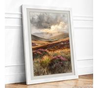 Storm Across Highland Scandinavian Framed Wall Art Print A2 (59.4×42cm) White, Wall Decor for Living Room, Bedroom, Office & Home, Ready to Hang, Art Gift