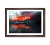 Storm Approaching in Abstract Framed Print | A2 Walnut Framed Wall Art | Ready to Hang | Abstract Landscape Picture | Living Room Bedroom Lounge Office