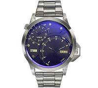 STORM AVALONIC Lazer Blue Men's Dual time Watch with Metal Strap, Day and Date Function, and Water Resistant to 50m