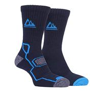Storm Bloc - 2 Pack Mens Super Soft Breathable Bamboo Trekking Hiking Socks for Boots (6-11, Navy Blue)