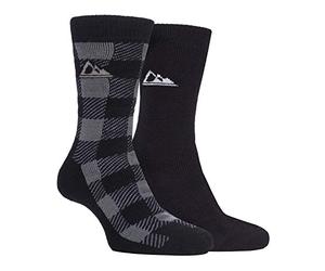 Storm Bloc - 2 Pairs Mens Thick Cushioned Patterned Winter Warm Thermal Boot Socks for Hiking (6-11 uk, SBMS037BLK)