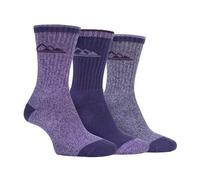 Storm Bloc 3 Pack Ladies Lightweight Hiking Socks with Arch Support - 4-8 UK - Violet