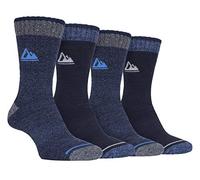 Storm Bloc - 4 Pairs Mens Cushioned Anti Blister Breathable Ribbed Hiking Socks with Arch Support (6-11 UK, Navy)