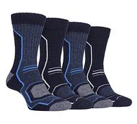 Storm Bloc - 4 Pairs Mens Technical Performance Boot Hiking Socks with Arch Support and Terry Cushioning (6-11 UK, Navy)
