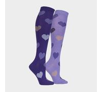 Storm Bloc Equestrian Kids Hearts Socks (2 Pack), Purple 12-3