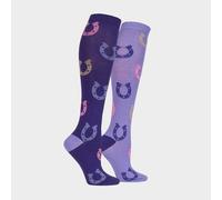 Storm Bloc Kids' EQuestrian Horseshoe Socks 2 Pack, Purple 12-3