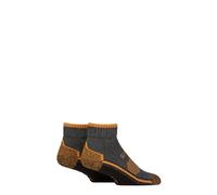 Storm Bloc Men’s Ankle Socks with BlueGuard - 2 Pack Durable Cushioned Outdoor Pair, Breathable Fit for Hiking, Work Boots, Trekking, Size 6-11 Grey/Amber 6-8.5