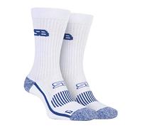 Storm Bloc - Mens Cotton Crew Sport Reinforced Heel & Toe Terry Cushioned Socks (6-8.5, White)
