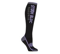 Storm Bloc Women’s Patterdale Cotton Equestrian Socks - 1 Pair, Long-Leg Riding Socks, Breathable, Cushioned, Durable Stable & Outdoor Support, Size 4-8 Logo Black/Purple