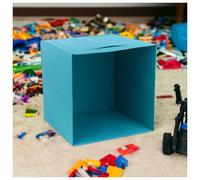(Storm Blue) 6pc Foldable Fabric Cube Storage Boxes Collapsible Kids Toys Organiser