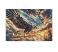 Storm Cloud Sea Flying Bald Eagle 1000 Piece Complete Jigsaw Puzzle Set Radiant Whimsical Menagerie Teens Beginners Educational Challenge Puzzle Fans Group Play Anniversary Fathers Thick Cardboard 30