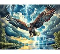 Storm Cloud Sea Flying Bald Eagle 300 Piece Premium Jigsaw Puzzle Magical Cosmic Creatures For Men Educational Decompression Adults Anxiety Memory Care Mothers Valentines Creativity Gift Giving 300