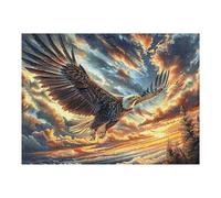 Storm Cloud Sea Flying Bald Eagle 500 Pieces Classic Jigsaw Puzzle Radiant Whimsical Menagerie Puzzle for Adults Concentration Training Wall Art Mental Exercise Halloween Premium Cardboard 500 PCS