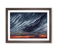 Storm Cloud Sunset Framed Print | A4 Walnut Framed Wall Art | Ready to Hang | Modern Landscape Picture | Living Room Bedroom Lounge Office