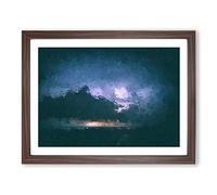 Storm Clouds In Abstract Modern Art Framed Wall Art Print, Ready to Hang Picture for Living Room Bedroom Home Office Décor, Walnut A4 (34 x 25 cm)