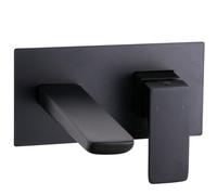 Storm Crane Wall-Mounted Basin Mixer Tap, Matt Black & Chrome, 35mm Ceramic Cartridge, 15-Year Guarantee