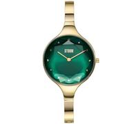 STORM CRISTOLA Gold Green, 21k Gold Plating Elevated Cut Glass Slim Watch Sunray Dial Japanese Miyota Movement Stainless Steel Easylink Self Adjust Strap 50M Water Resistant
