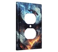 Storm Dragon Light Switch Cover Plates/Outlet Covers, Dark Blue Fantasy Creature for Wall Accents, Thermoplastic Wall Plates, Standard Size Single Duplex Outlet