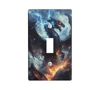 Storm Dragon Light Switch Cover Plates/Outlet Covers, Dark Blue Fantasy Creature for Wall Accents, Thermoplastic Wall Plates, Standard Size Single Toggle