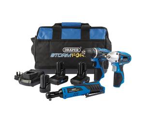 Storm Force 93521 Draper Storm Force® 10.8V Power Interchange Drill Driver Kit 2 X 4Ah Batteries 1 X 1.5Ah Battery 1 X Charger 1 X Bag each
